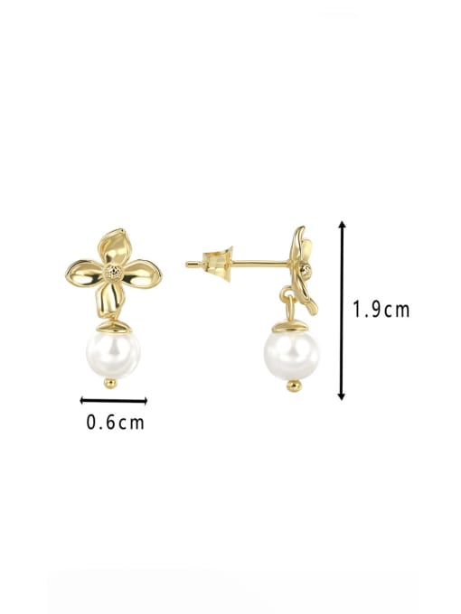 CHARME Brass Imitation Pearl Flower Vintage Drop Earring 2