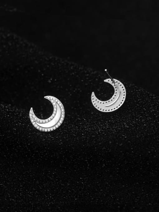 Rosh 925 Sterling Silver Shell Moon Minimalist Stud Earring 1