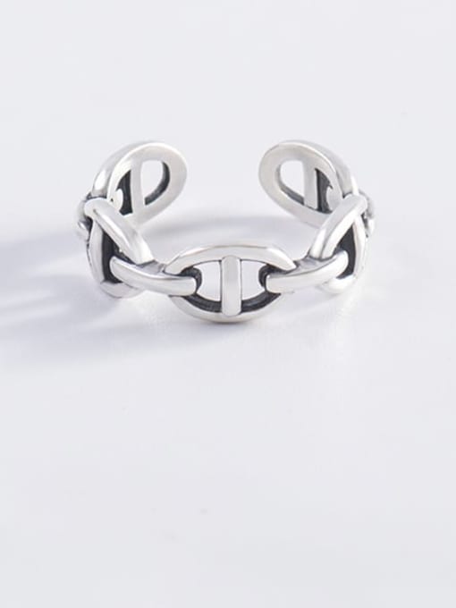 XBOX 925 Sterling Silver Hollow Geometric Vintage Band Ring