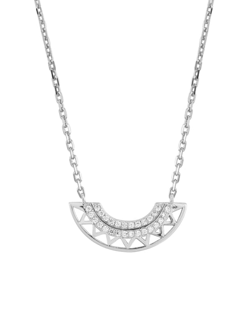 Platinum sector necklace 925 Sterling Silver Geometric Vintage Necklace