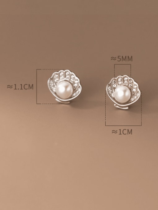 Rosh 925 Sterling Silver Imitation Pearl Irregular Cute Stud Earring 2