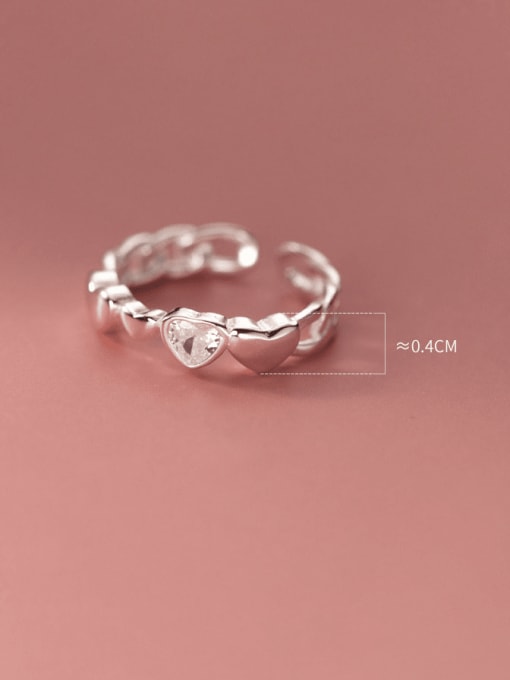 Rosh 925 Sterling Silver Cubic Zirconia Heart Minimalist Band Ring 4