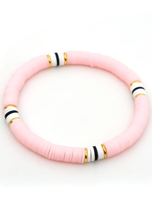 QT B200029J Stainless steel Multi Color Polymer Clay Letter Bohemia Stretch Bracelet