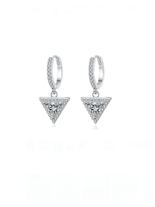 2 carats (1 carat each) 925 Sterling Silver Moissanite Triangle Dainty Huggie Earring