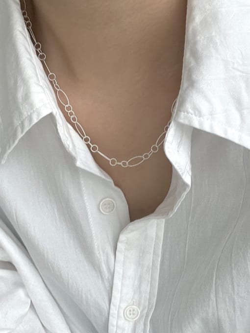 Boomer Cat 925 Sterling Silver Geometric Minimalist Hollow Chain Necklace 1
