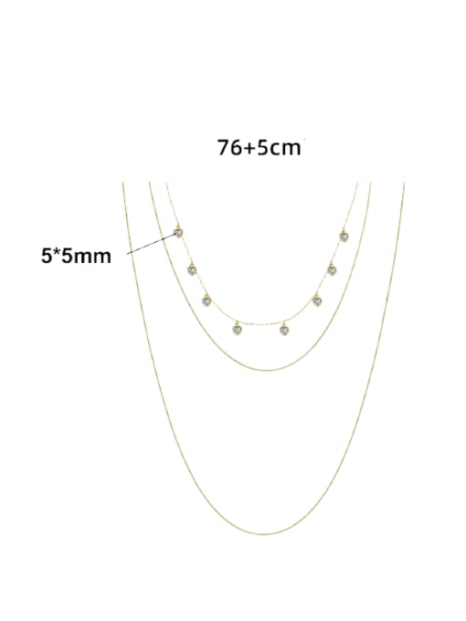 RINNTIN 925 Sterling Silver Rhinestone Geometric Minimalist Multi Strand Necklace 2