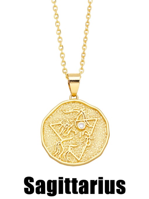 Sagittarius Brass Constellation Vintage Necklace