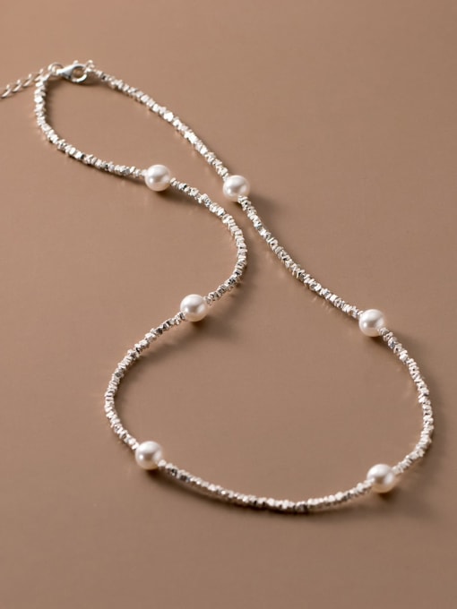 Rosh 925 Sterling Silver Minimalist Beaded Necklace