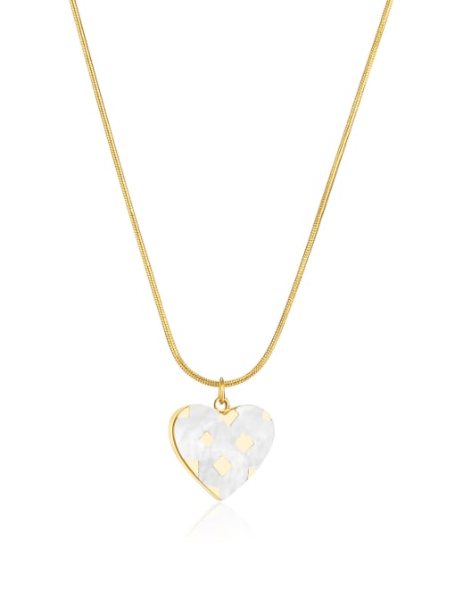 2150 gold plated necklace Titanium Steel Shell Heart Minimalist Necklace