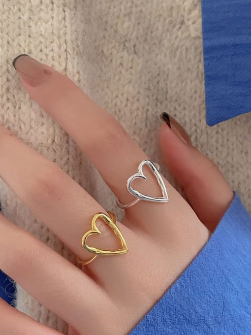 Boomer Cat 925 Sterling Silver Heart Minimalist Band Ring