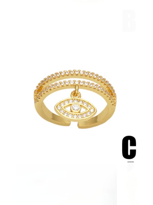 C Brass Cubic Zirconia Evil Eye Vintage Stackable Ring