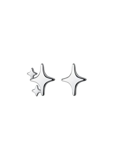 Rosh 925 Sterling Silver Minimalist four-pointed star Stud Earring 0