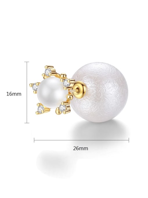 BLING SU Copper Imitation Pearl  Minimalist  Round Ball Stud Earring 3