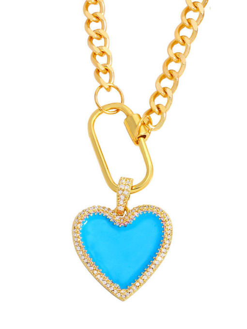Light blue Brass Enamel Heart Minimalist Necklace