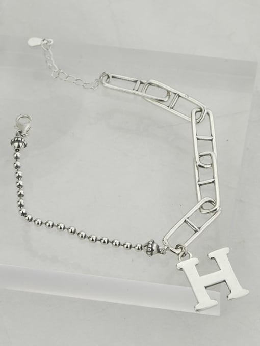SHUI Vintage Sterling Silver With Platinum Plated Simplistic Letters"H" Necklaces 3