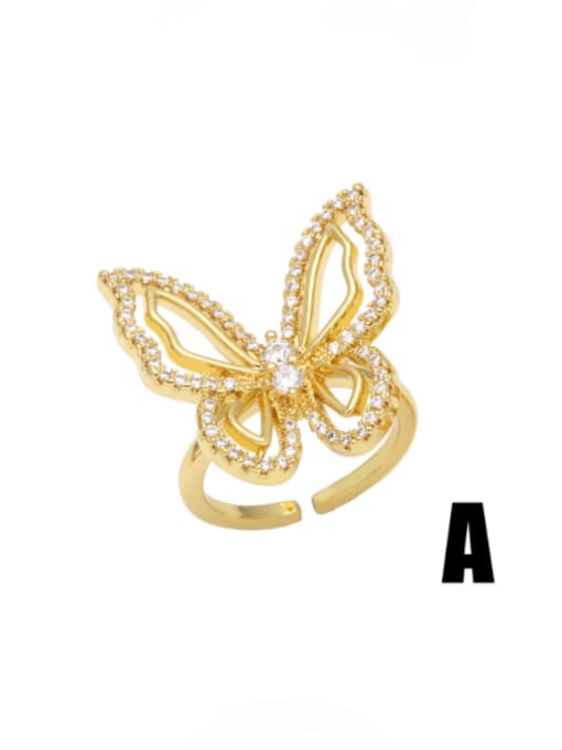 A Brass Cubic Zirconia Butterfly Vintage Band Ring