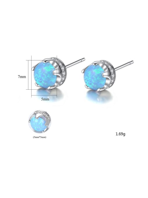 CCUI 925 Sterling Silver Opal Geometric Trend Stud Earring 4