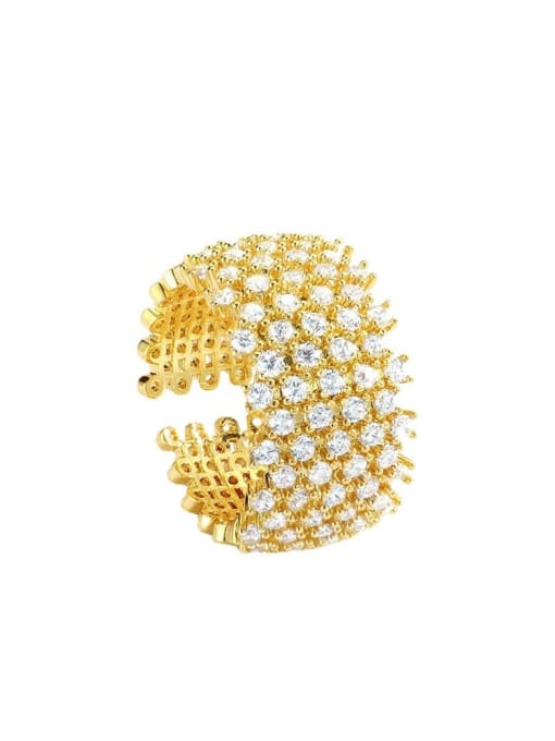 CHARME Brass Cubic Zirconia Geometric Vintage Cocktail Ring 0