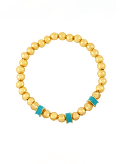 turquoise Brass Bead Enamel Geometric Hip Hop Beaded Bracelet