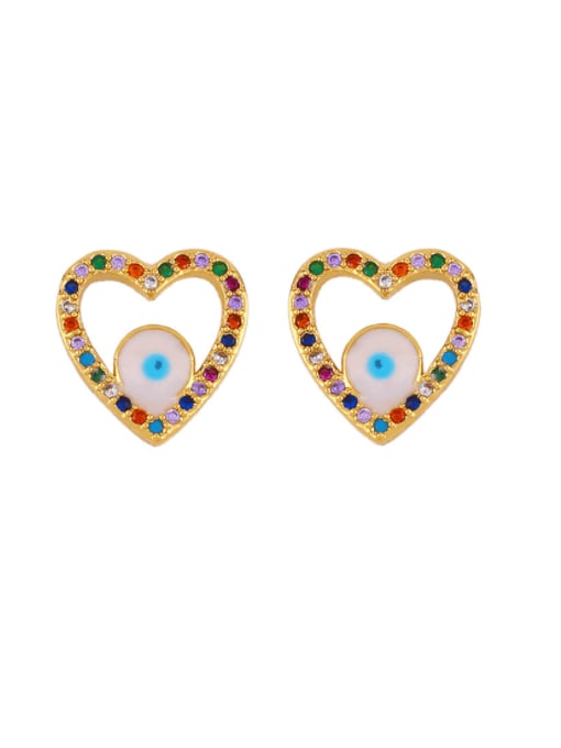 Peach heart Brass Cubic Zirconia Heart Hip Hop Stud Earring