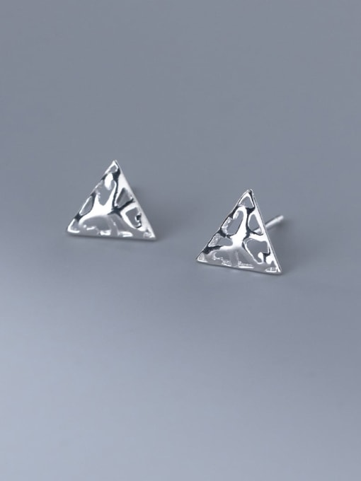 Rosh 925 Sterling Silver Hollow Triangle Minimalist Stud Earring 0