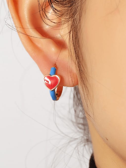 CHARME Brass Enamel Heart Minimalist Huggie Earring 1