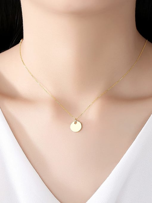 CCUI 925 sterling silver simple fashion Smooth Round Pendant Necklace 1