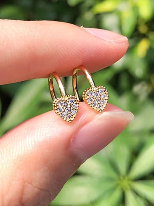 ROSS Copper Cubic Zirconia Heart Dainty Clip Earring 2