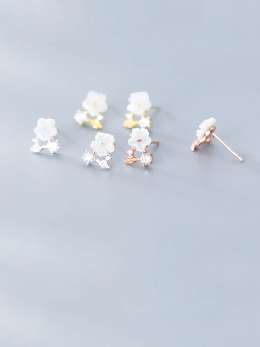 Rosh 925 Sterling Silver White Acrylic Flower Minimalist Stud Earring 3