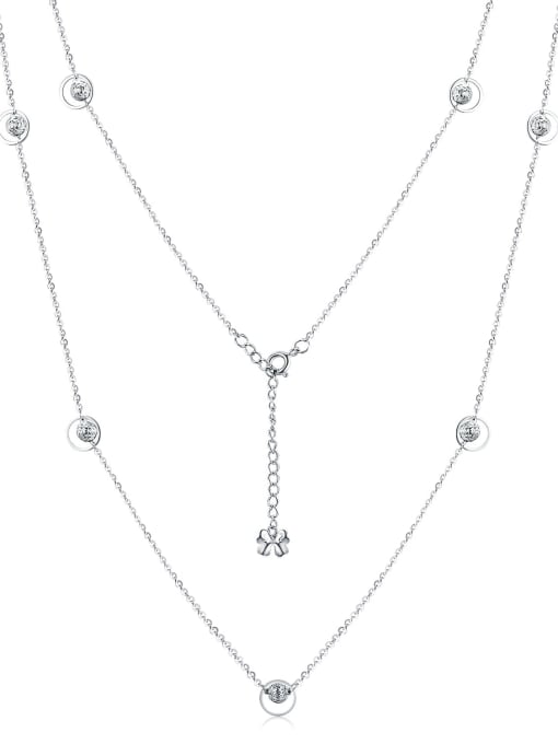 RINNTIN 925 Sterling Silver Cubic Zirconia Geometric Multi Strand Necklace 1