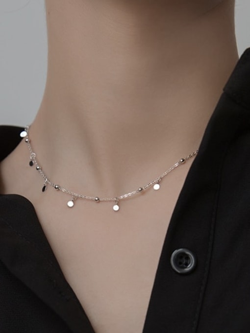 S925 silver chip chain 925 Sterling Silver Cubic Zirconia Geometric Minimalist Necklace