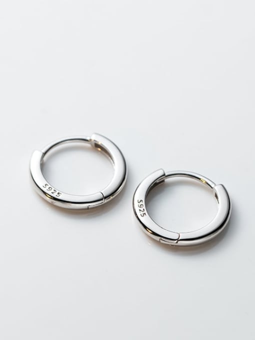 Silver  14MM 925 Sterling Silver Geometric Minimalist Huggie Earring