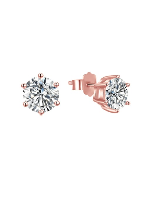 Rose gold, stone: 8.0, weight: 1.9g 925 Sterling Silver Cubic Zirconia Geometric Minimalist Stud Earring
