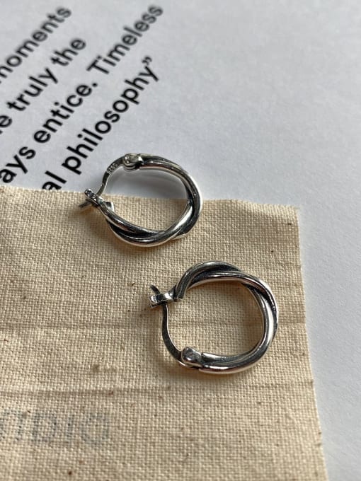 Boomer Cat 925 Sterling Silver Hollow Round Minimalist Hoop Earring 0