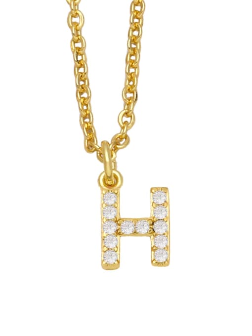 H Brass Cubic Zirconia Letter Vintage Necklace