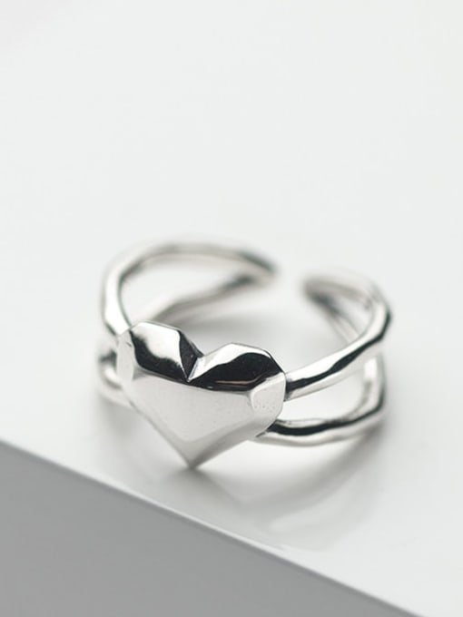 Rosh 925 Sterling Silver Heart Minimalist Band Ring 2
