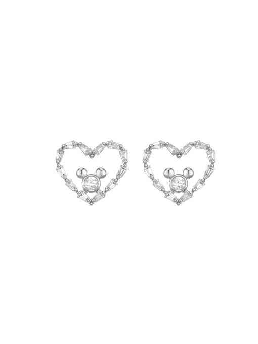 White gold plating Alloy Cubic Zirconia Heart Dainty Stud Earring