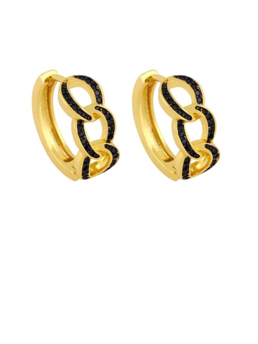 black Brass Cubic Zirconia Geometric Bohemia Stud Earring