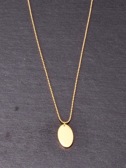 A TEEM Titanium  Minimalist Oval Geometry Lucky Round Bead Necklace 3