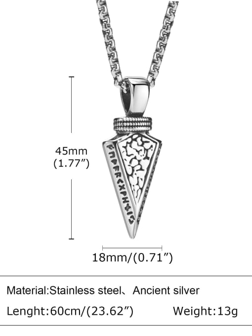 Pendant with chain 60CM Stainless steel Triangle Hip Hop Necklace