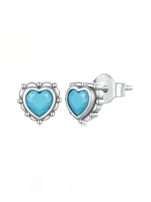 Jare 925 Sterling Silver Turquoise Heart Trend Huggie Earring 0