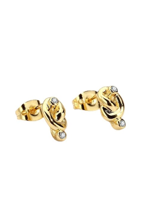 CHARME Brass Rhinestone  knot Vintage Stud Earring 3