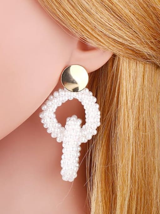CC Brass Imitation Pearl Round Bohemia Hook Earring 2
