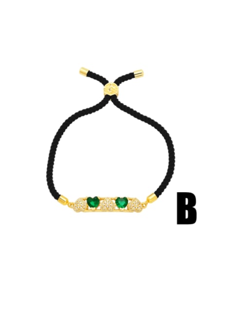 B Brass Cubic Zirconia Weave Hip Hop Adjustable Bracelet