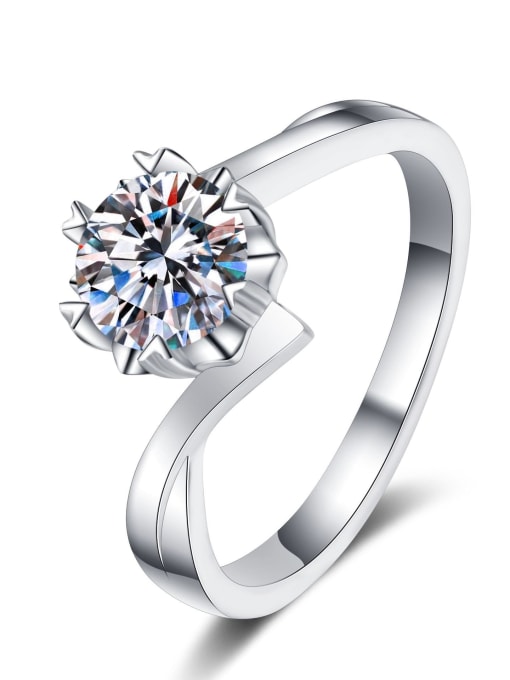 MOISS Sterling Silver Moissanite White Heart  Engagement Rings 4