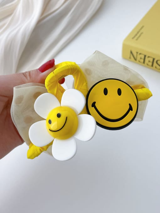 Yellow rubber smiling face 11cm Alloy Resin Trend Cute Smiley  Flower Jaw Hair Claw