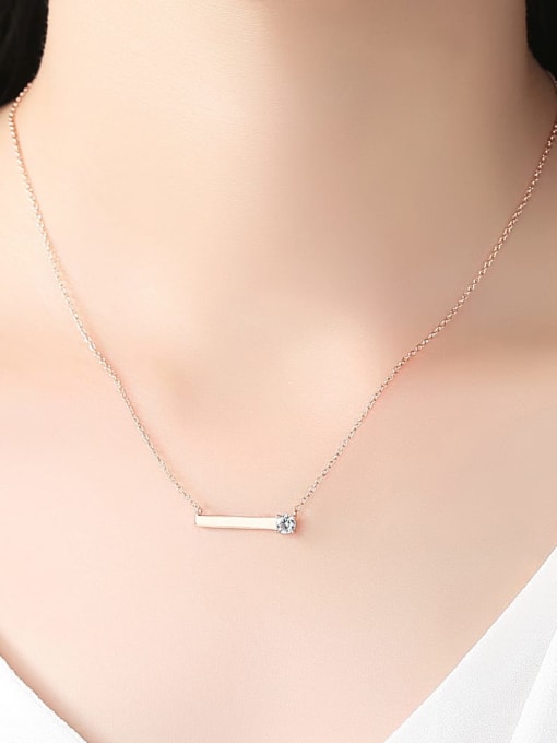 CCUI 925 Sterling Silver Rhinestone Simple Geometric  Necklace 1