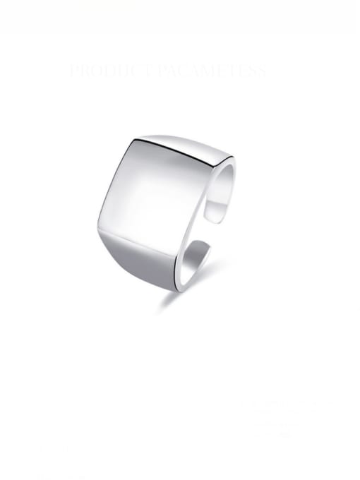 Boomer Cat 925 Sterling Silver Square Minimalist Band Ring 0