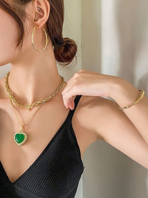 ROSS Brass Glass stone Heart Luxury Necklace 2