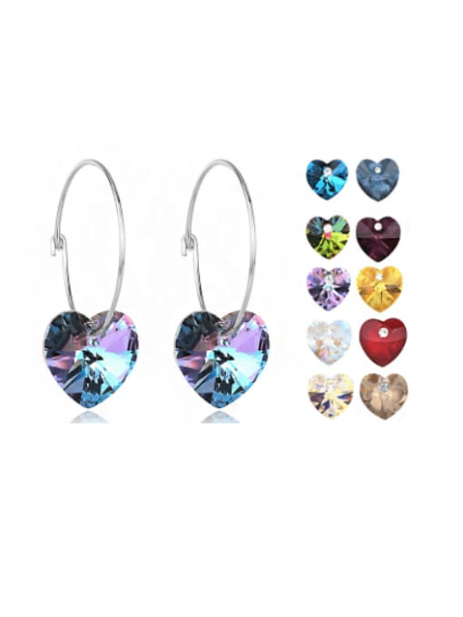 BC-Swarovski Elements 925 Sterling Silver Austrian Crystal Heart Classic Hook Earring 0
